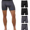 32 DEGREES Mens 4-Pack Active Mesh Quick Dry Performance Boxer Brief (Medium, 2 Black/2 Charcoal)