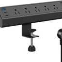 Jgstkcity Desk Clamp Power Strip USB C, 40W Total Fast Charging Station, 4 PD 20W USB C Ports, Desk Edge Mount Surge Protector, 5 Outlets, Fit 1.96" Tabletop Edge, ETL Listed