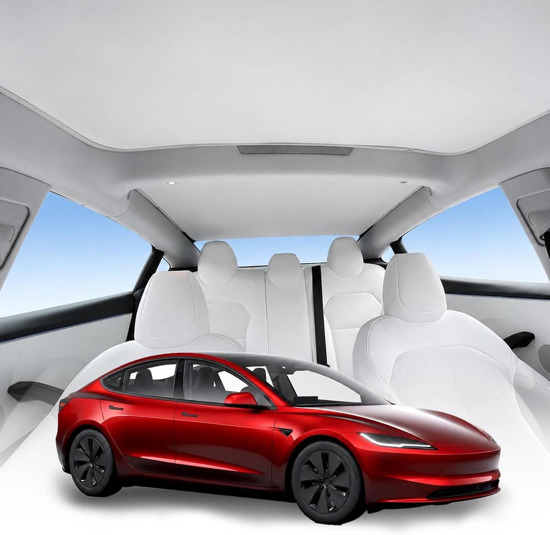 Off-White Roof Sunshade for 24-26 Tesla Model 3 Highland