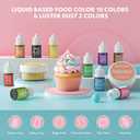 Luster Dust 2 Color & Food Dye Coloring 10 Color Set, Edible Food Coloring Liquid and Shimmer Cake Dust Metallic Food Coloring Powder Glitter for Cake Decorating Baking Fondant Gumpaste Drinks Cookie