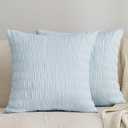 JELLYMONI Seersucker Throw Pillow Cover 18 x 18 inch, 2 Pack Textured Pillow Covers with Zipper Closure, Breathable Baby Blue Decorative Pillowcase for Stylish Bedding & Couch (Insert Not Included)