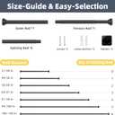 STARLATTA Long Tension Shower Curtain Rod 31-120 Inch (10ft): 1.1" Dia Rustproof Stainless Steel, No Drilling Heavy Duty, Adjustable Room Divider for Bathroom Window, Matte Black