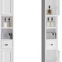 ChooChoo Narrow Bathroom Storage Cabinet with Adjustable Shelves and Drawer, 7.87"D x 7.87"W x 70.87"H