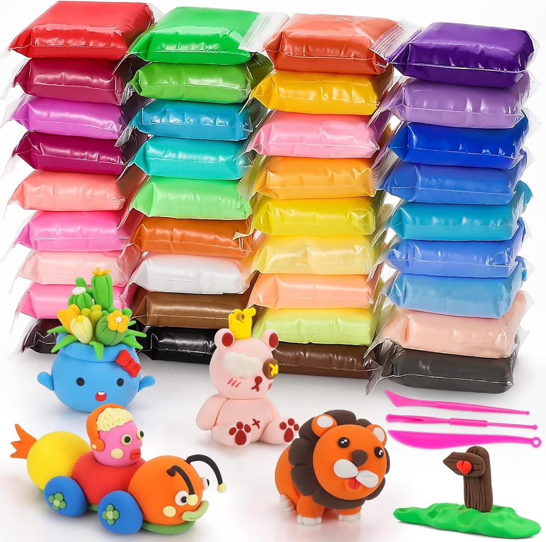 CiaraQ Modeling Clay Kit - 36 Colors Air Dry Ultra Light Clay, Safe & Non-Toxic, Great Gift for Kids
