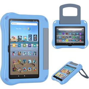 8 Tablet Case for Kids(2022/2020 Release,12th/10th Generation),Incompatible with iPad Samsung,Light Weight Shock Proof Friendly,Foldable Stand at Any Angle,Portable Handle Kid-Proof Case (Light Blue)