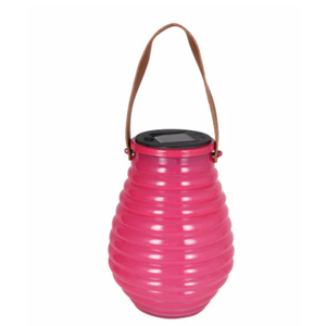HD Designs Outdoors Solar Glass Lantern Pink 8In