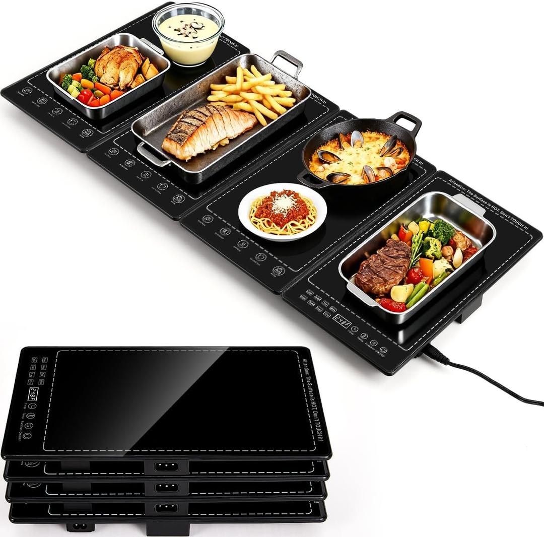 Electric Warming Tray, 33"x15" Food Warmer for Parties Buffets, 3-in-1 Modular Warming Mat Adjustable 86-248 Temperature & 24H Timer, Glass Surface Warming Chafing Dishes for Catering Gathering