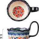 OZY Handpainted Soup Bowl with Handle,Ceramic Cereal Bowl Great for Soup, Ice cream, Fruits,Snack,Microwave &Dishwasher Safe (Snow Ink Plum Pink)