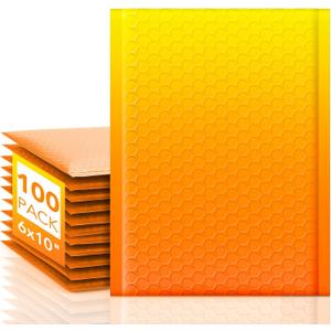 Fuxury Bubble Mailers 6x10 Inch 100 Pack Padded Envelopes Usable Size 6x9" Thick Mailing Envelopes Bubble Opaque Padded Mailers Shipping Bags for Mailing Jewelry Makeup Small Business #0 YellowOrange