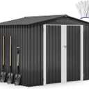 DWVO 8'x6' Large Metal Outdoor Storage Shed, Heavy Duty Tool Storage Sheds for Backyard Patio Lawn - Ideal for Bicycles, Garden Tools, and Lawn Equipment, Easy-to-Assemble, Dark Gray