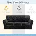 4 Pieces Velvet Embossing Sofa Cover 3 Cushion Couch Covers for Sofa Durable Soft Plush Sofa Slipcovers 3 Seater Washable Dog Cover for Couch (Black, Sofa)