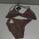 ZAFUL Women's Tie Back Padded High Cut Bralette Bikini Set Two Piece Swimsuit M