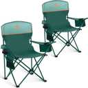 ALPHA CAMP Camping Chair 2 Pack Portable Chair with 3-Can Cooler Folding Chair with Side Pocket and Cup Holder, Collapsible for Camping, Tailgates, Beach, Fishing and Sports,2PC (Green)