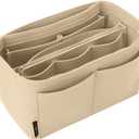 OMYSTYLE Purse Organizer Insert, Felt Tote Bag Organizer Insert with 5 Sizes, Handbag Dividers for Inside Purse, Compatible with Longchamp, Neverful, Speedy and More (Medium, Beige)