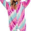 Girls Unicorn Onesie Hooded Animal Costume for Girls (7-8 Years, Oblique Stripe Starry Pink)