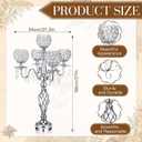 Nitial 8 Pcs 5 Arm Crystal Candelabra Centerpieces for Table 27 Inch Retro Victorian Crystal Candle Holders Bowl Table Centerpieces Decor for Wedding Banquet Valentine Dinner Party Event (Silver)