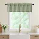 Sage Green Valances for Windows, Light Filtering Faux Linen Textured Small Short Window Curtain for Bathroom Basement Farmhouse, Rod Pocket Top Half Curtains for Windows, 60" Wx14 L
