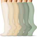 FULLSOFT 6 Pairs Compression Socks for Women and Men, 15-20 mmHg Support Knee High Socks for Nurses,Athletic,Flying