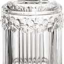 Floral Crystal Glass Relief Flower Candy Dish Swab Box Storage Jar with Lid, 5x3.5 inches, 8 oz, 1 Count
