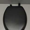 Soft Elongated Vinyl Toilet Seat, Black - 19 Inch Soft Vinyl Cover with Comfort Foam Cushioning - Fits All Elongated Size Fixtures - Easy to Install Fantasia by Achim Home Decor