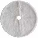 Christmas Tree Skirt 48 inches Faux Fur White Christmas Tree Skirt for Christmas Tree Decorations Winter Holiday Home Christmas Party Ornaments (White)