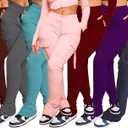 DINGANG Women'sDrawstring CargoSweatpants with Pockets, Stretchy Casual Joggers Lounge Leggings (Pink, XL)