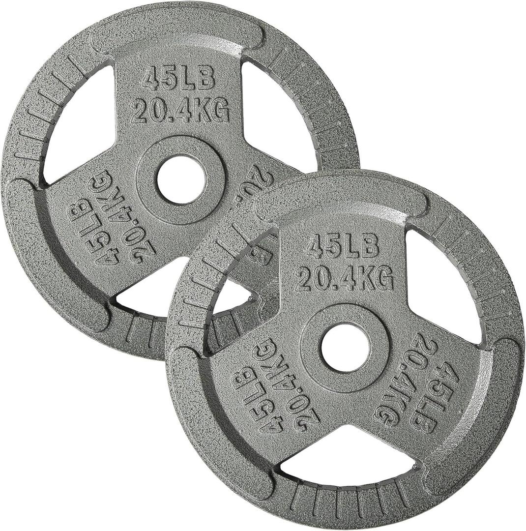 Fitvids Cast Iron 2-Inch Olympic Weight Plate for Strength Training & Weightlifting, 5LB Pair