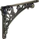 Khtumeware Shelf Bracket 6 Inch, Decorative Brackets for Shelving, Heavy Duty Vintage Ornate Shelf Bracket, Hardware Included, 4 Pack,Brushed Antique Bronze Finish, 5.9x4.2x1.73 inch
