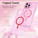 IAIYOXI Rectangle Edge Magnetic Clear Case for iPhone 14 Pro, Compatible with MagSafe, Full Camera Protection & Reinforced Corners, Thin Slim Shockproof TPU Phone Cover for Women Girls, Pink