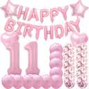 Sweet 11th Birthday Decorations Party Supplies,Pink Number 11 Balloons,11th Foil Mylar Balloons Latex Balloon Decoration,Great 11th Birthday for Girls,Women,Men,Photo Props