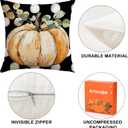 Artscope Fall Decorative Throw Pillow Covers 16x16 Inch Set of 4, Hello Happy Autumn Pumpkin Maple Leaves Harvest Outdoor Farmhouse Pillow Cases for Home Sofa Couch-Orange E