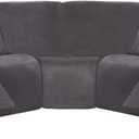 ULTICOR 7-Piece Sectional Sofa Covers, Velvet Stretch Reclining Couch Covers for Reclining L Shape Sofa, Thick, Soft, Washable (Dark Grey, 5 Seat Recliner Cover)