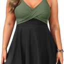 Aqua Eve Plus Size Swim Dress - Two Piece Tankini Swimsuit Tummy Control Bathing Suit with Shorts 2025 (Green, XXL)