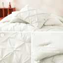 CozyLux King Size Comforter Set Ivory, 7 Pieces Pintuck Bed in A Bag Ivory Comforter King Size, Pinch Pleat Bedding Set with All Season Comforter, Sheets, Pillowcases & Shams