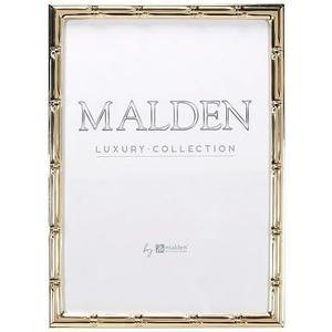Malden International Designs 4x6 Tabletop Metal Bamboo Picture Frame with Gold Chrome Finish