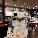 iPhone 17 Case with Wrist Strap Kickstand Glitter Bling Cute Cartoon Pattern Design Sparkle Soft Durable Shockproof Protective Case for Girls and Women - Minnie