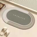 Rubber Bath mats Quick-Drying Non-Slip Bathroom mat Super Absorbent Bath mat Instant Dry Bath mat, Bathroom Rug in Front of The Kitchen Sink, Shower Room, Bathtub, Oval(Beige+16.9x26.7in)