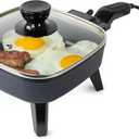 HomeCraft 7-Inch Electric Non-Stick Skillet, Adjustable Temperature Control, Cool-Touch Handle with Tempered Glass Lid, Perfect For Healthy Keto & Low-Carb Diets, Rice Bowls, & Eggs