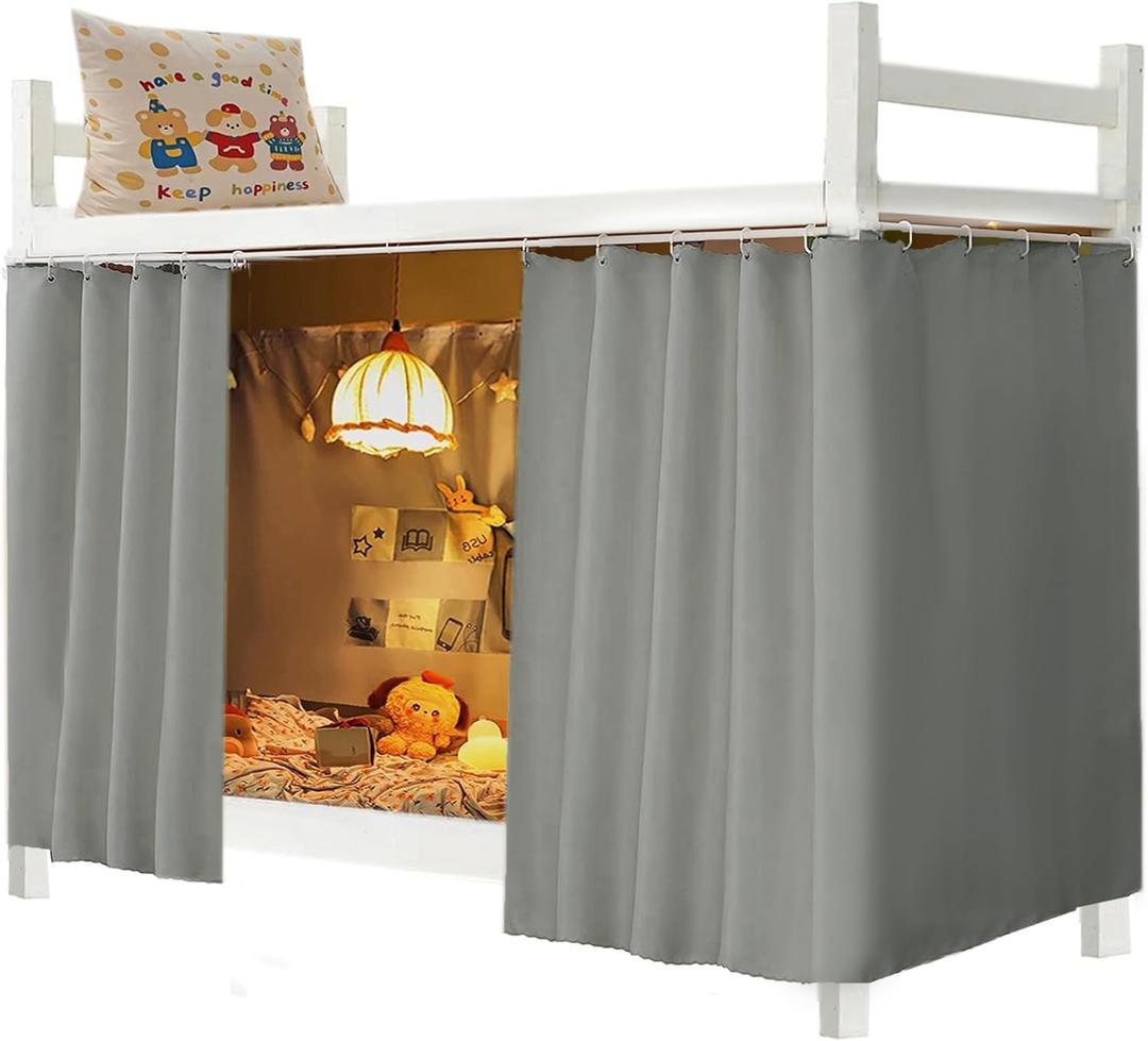 Navhao Dorm Home Solid Thicken Bunk Blackout Bed Curtains Cloth Bed Canopy Students Single Sleeper (47.2"W x 78.7"L (Pack of 1), Grey)