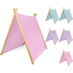 6 Pack Teepee Tents Bulk, Sleepover Play Tents Washable Foldable Teepee Shelter for Indoor Outdoor Slumber Pajama Party(Pink,Blue,Purple), 46.5" L X 43.3" H X 34.6" W