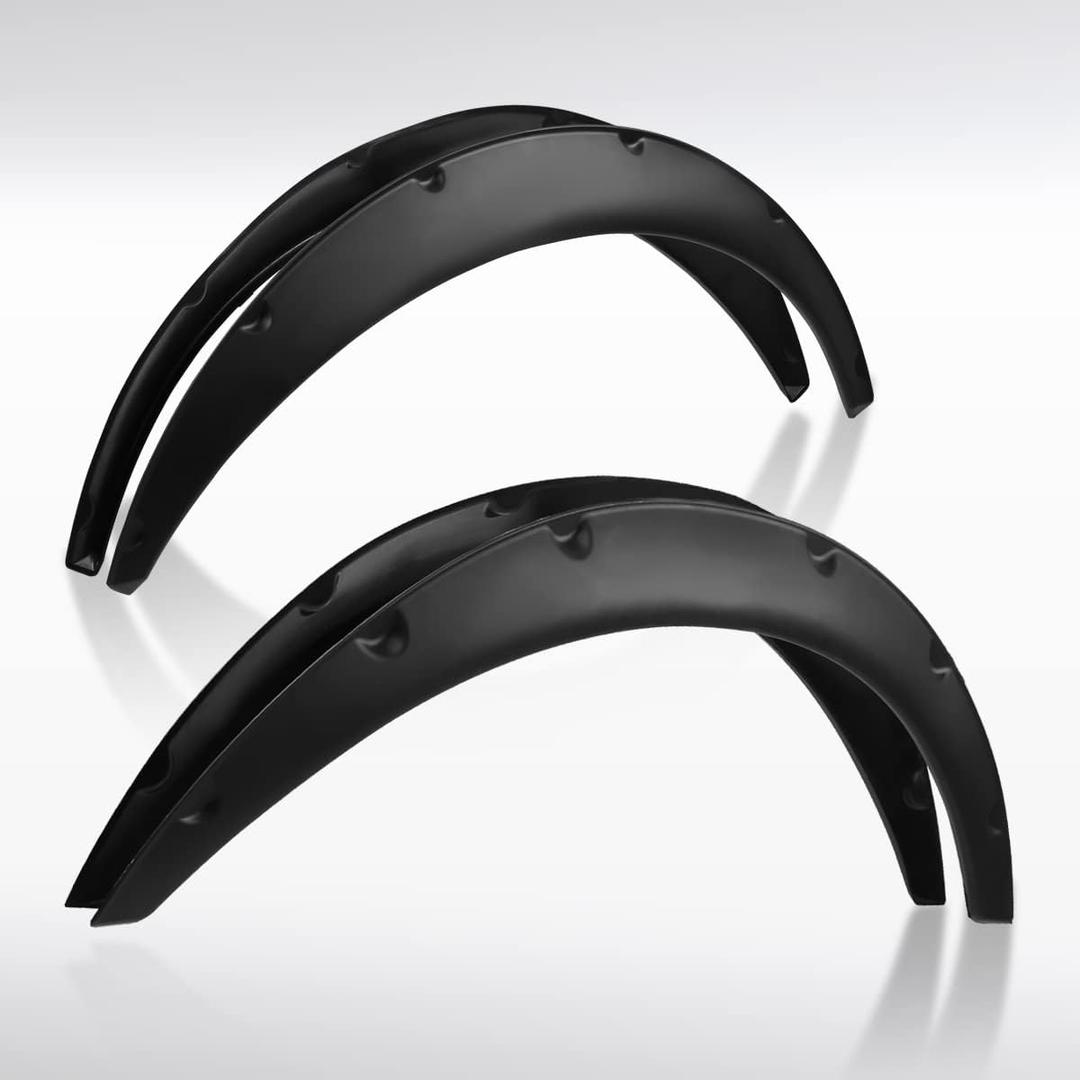 AUTOZENSATION Flares Black Durable Extra Wide Body Kit Wheel, 4PC Front + Rear Universal Flexible Car Fender