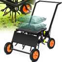 Rolling Lawn Aerator Tool, Manual Core Aerator Lawn Tool with 4 Row Tines