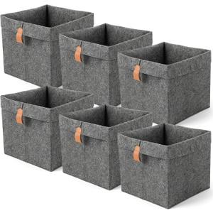 6 Pcs Storage Cubes Fabric Cube Storage Bin, 9 x 9 x 10 inch Cloth Cube Storages Bins, 12 L Foldable Foldable Fabric Storages Baskets Cubby Organizer for Organizing Clothes (Grey)