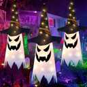 Halloween Decorations, 3PCS Outdoor Decor Hanging Lighted Glowing Ghost, Outdoor Indoor Wind Sock Ornaments for Yard Tree Garden Halloween Party Favors (White)