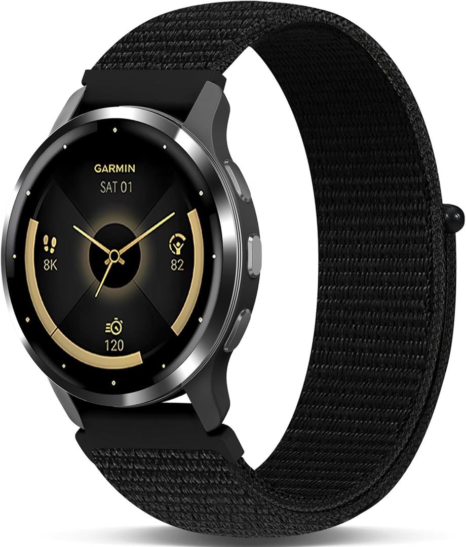 Nylon Watchband Compatible with Garmin Venu 3s/2s/Venu 4 41mm,Forerunner 265s 42mm/255s,18mm Hook and Loop Soft Lightweiht Sport Replacement Strap for Garmin Vivoactive 4S 40mm Women Men