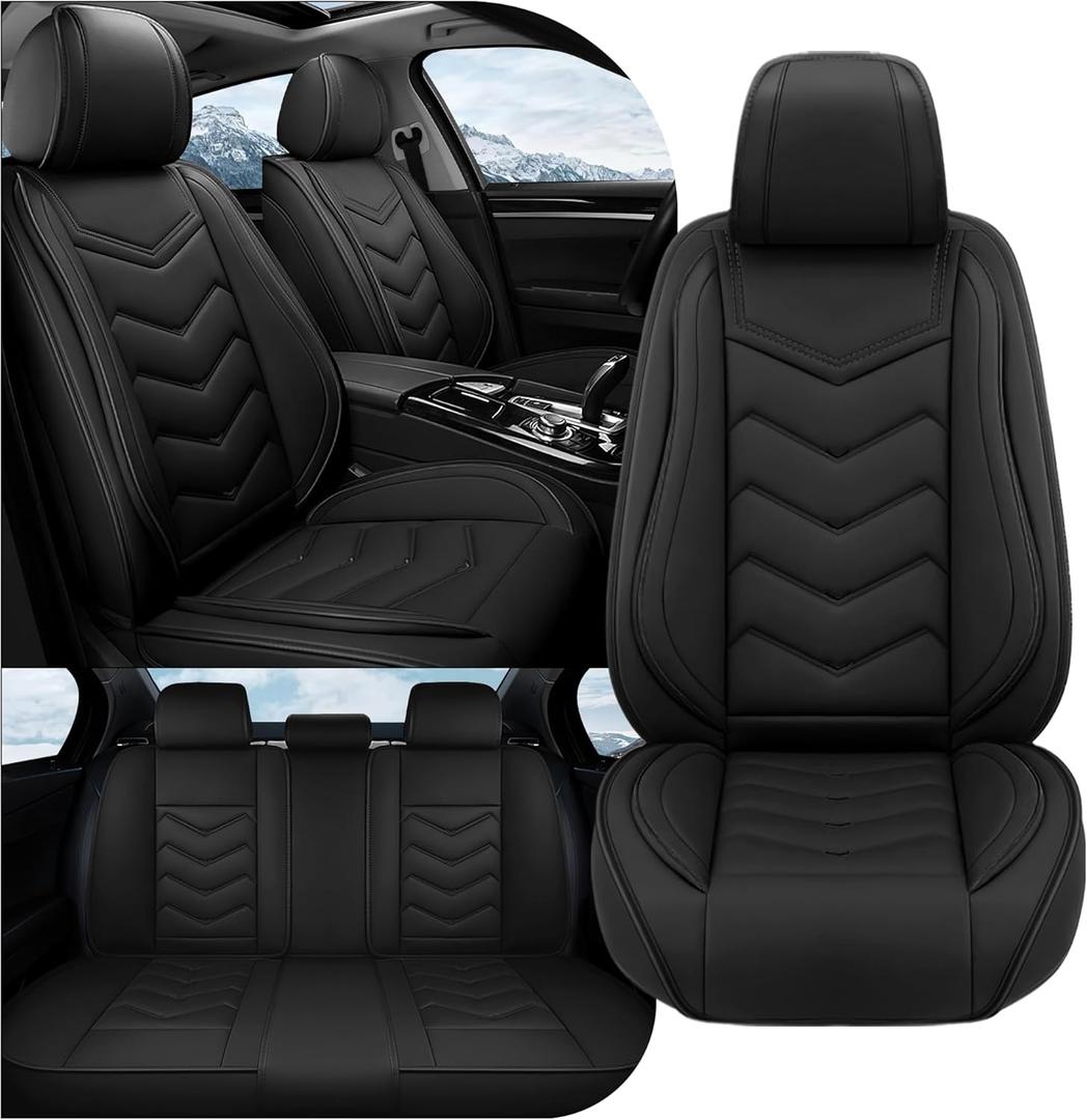 Car Seat Covers Fit for Honda Civic 2000-2026, Stylish Sport Seat Covers, Waterproof Wear-Resistant Premium Nappa Leather Car Seat Cover.(Full Set/Pure Black)