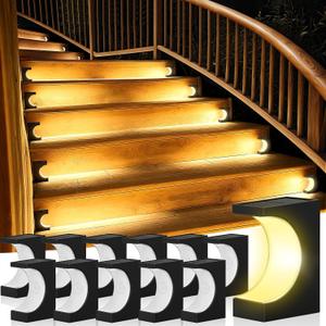 ZOOI Solar Step Lights for Outside, Step Lights Outdoor Waterproof, Outdoor Solar Stair Light for Yard, Garden Decor for Outside, Solar Garden Lights for Step, Stair, Patio, Porch, Deck Decor, 12PCS