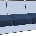 H.VERSAILTEX Stretch 3 Piece T Cushion Sofa Slipcovers Individually Sofa Cushion Covers for 3 Cushion Couch Sofa Seat Cushion Covers with Elastic Bands Featuring Thicker Jacquard Fabric, Navy