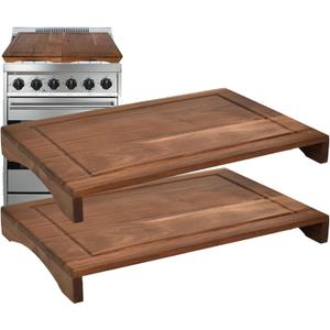 SwallowLiving 2pcs Noodle Board Stove Cover Wood with Handles, Wooden Stovetop Cover Board for Gas Stove and Electric Stove Top, Kitchen Sink Cover for Counter Space, Acacia