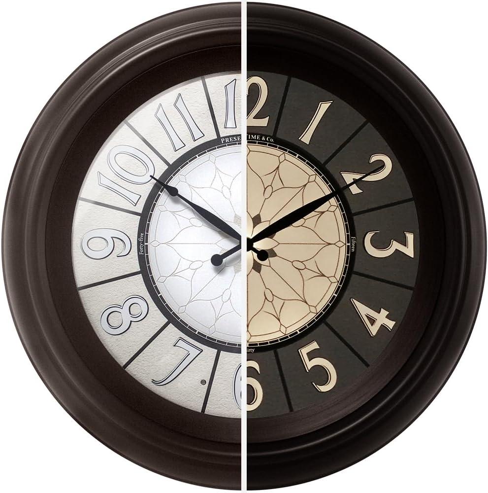 Presentime & Co. 18" Luminous Large Wall Clock, Oil Rubbed Bronze Finish, Night Light, Lighted Clock with Smart Sensor to Turn on/Off Lights. Wall Dcor for Living Room, Dining Room, Kitchen.